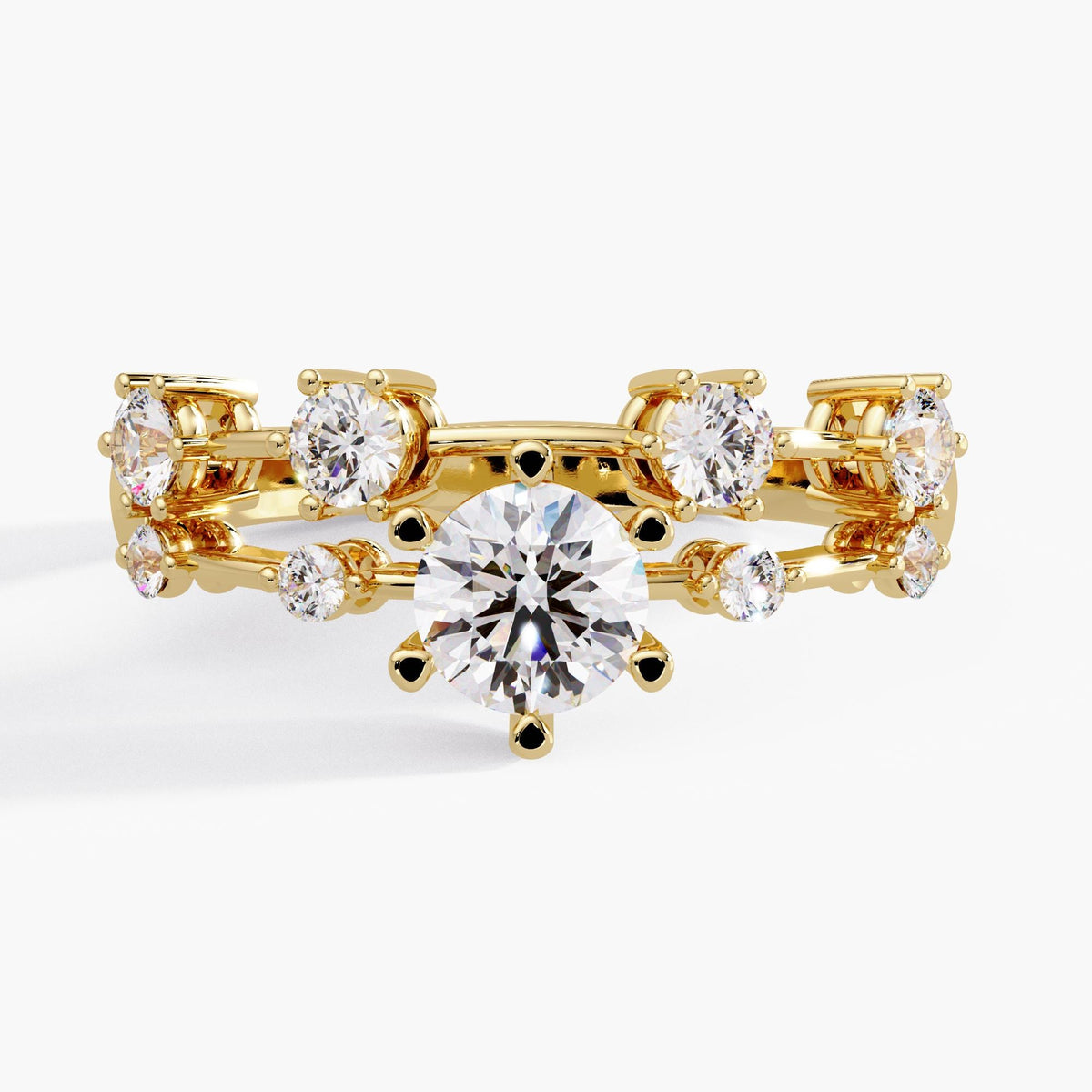 14k yellow gold Scattered ring / Gold band with scattered diamonds / Diamond cluster band / Unique diamond cluster ring / Confetti diamond ring / Diamond dot ring / Gold wedding with diamonds
