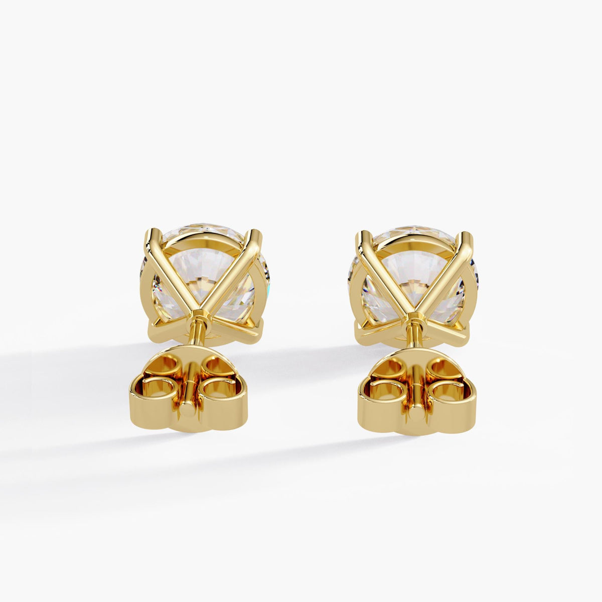 14K Yellow Gold Lab Grown Diamond Earrings Round / 4.00 Carat Studs / Lab Grown Diamond Stud Pair / Diamond Round Studs / Lab Diamond 2 Carat Stud / Diamond Studs 3ctw / Solitaire Earrings / Diamond Studs Sit Flat