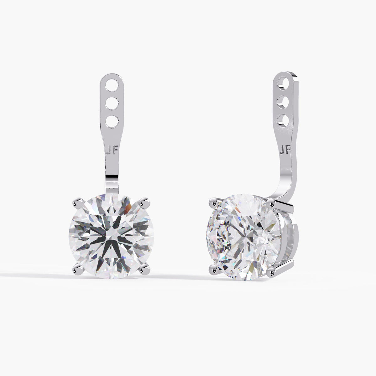 Transform your favorite stud earrings into diamond drop earrings with these adjustable 14K white gold earring jackets, each featuring a round lab-grown diamond.