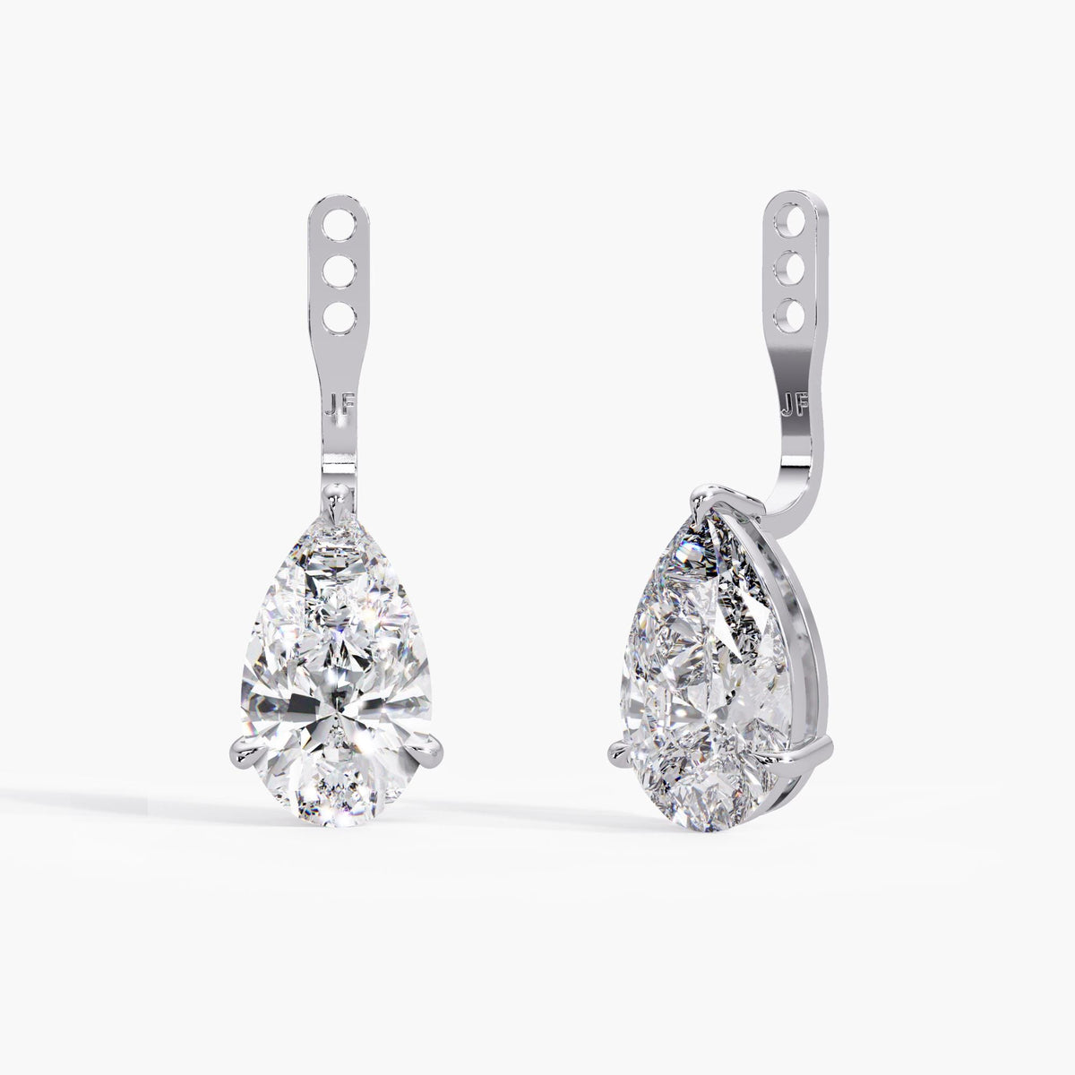 14K white gold Diamond Earring Jacket / Solitaire Earring Jacket / Lab Diamond Pear Jacket / Earring Jacket / Pear Earring Jacket / Only Jackets in Earrings / 14K Earring Jackets / Jacket Earring Solid Gold / Ear Jacket Diamond / Ear Jacket Lab Grown / Pear Diamond Jacket Earring Lab