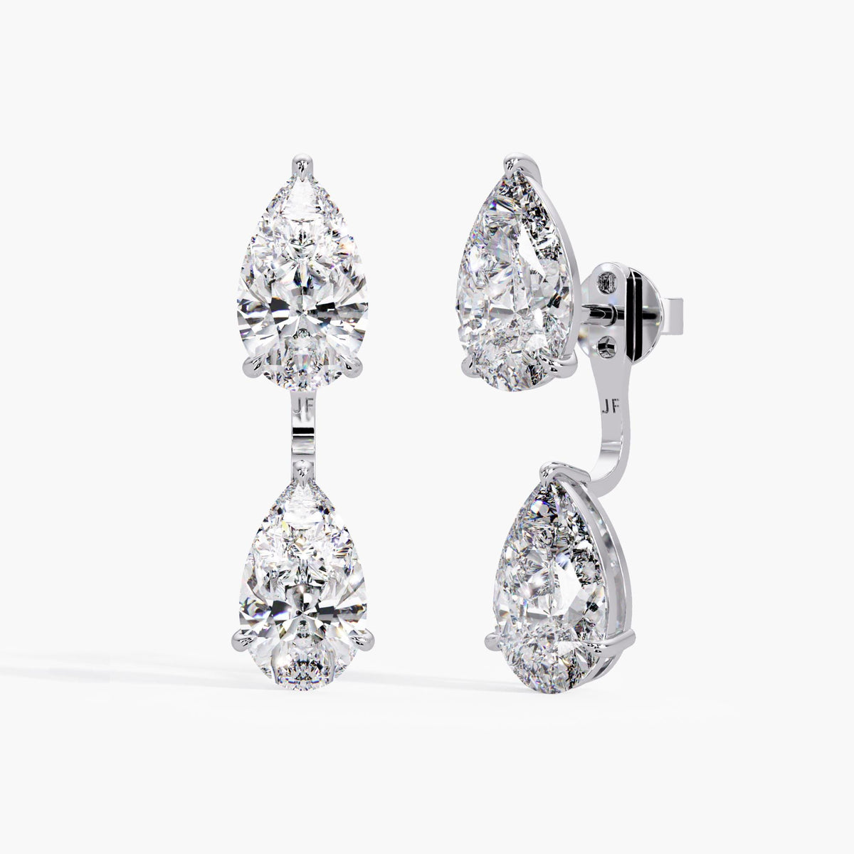14K white gold Diamond Earring Jacket / Solitaire Earring Jacket / Lab Diamond Pear Jacket / Earring Jacket / Pear Earring Jacket / Only Jackets in Earrings / 14K Earring Jackets / Jacket Earring Solid Gold / Ear Jacket Diamond / Ear Jacket Lab Grown / Pear Diamond Jacket Earring Lab