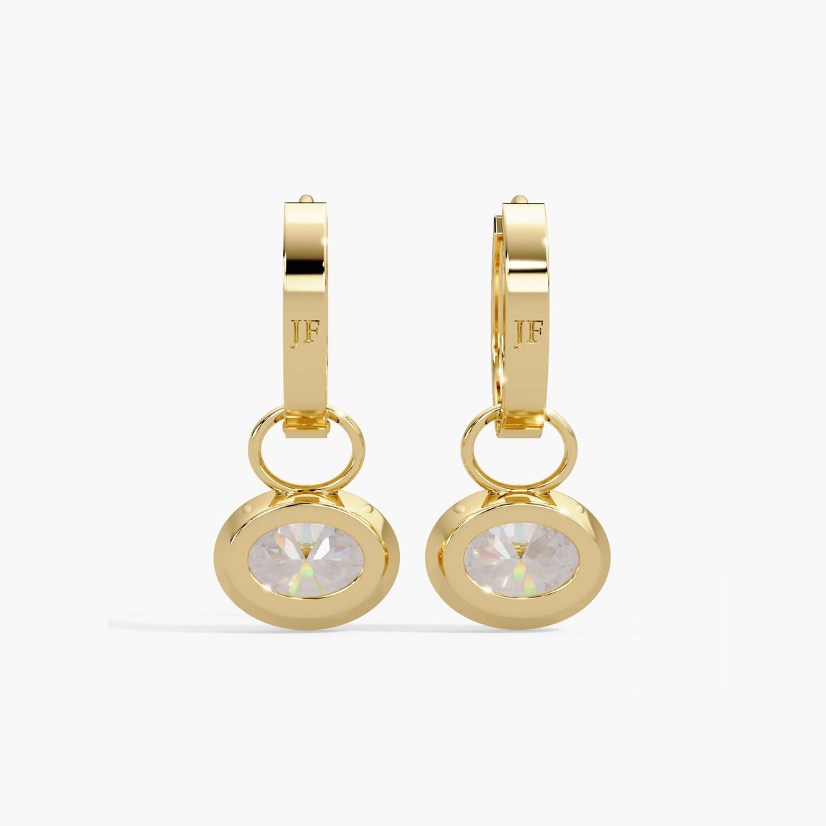 14k yellow gold Oval Lab Diamond Drop Earrings Charm / Hanging Diamond Charm / Diamond Charm Jewelry / Diamond Earrings Dangle / Dangle Earrings 14K / Solitaire Earring Charm / Lab Grown Dangling Diamond