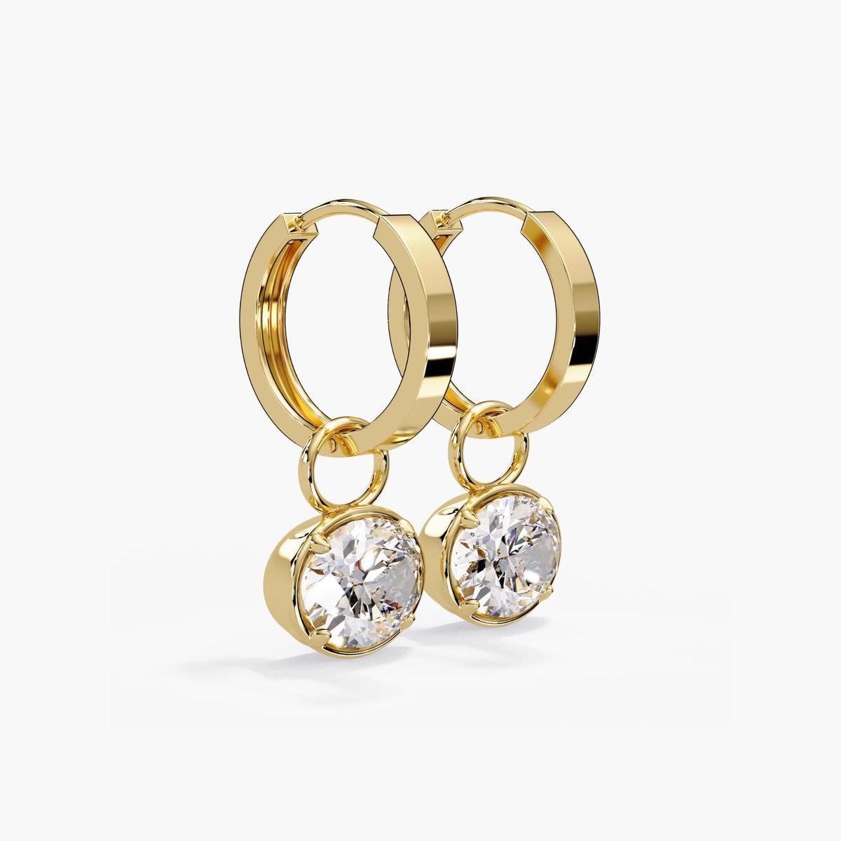 14k yellow gold Oval Lab Diamond Drop Earrings Charm / Hanging Diamond Charm / Diamond Charm Jewelry / Diamond Earrings Dangle / Dangle Earrings 14K / Solitaire Earring Charm / Lab Grown Dangling Diamond