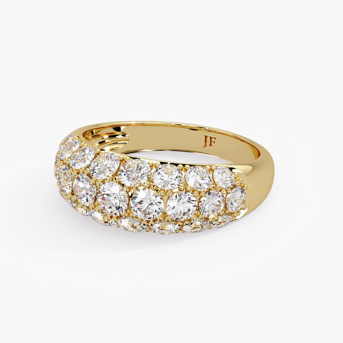 14K Gold Dome Pavé Lab Grown Diamond Ring, Solid Gold Diamond Band, Statement Wedding Ring, Luxurious Anniversary Gift