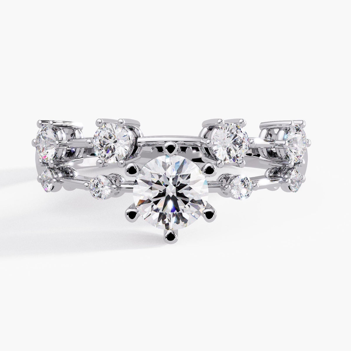 14k white gold Scattered ring / Gold band with scattered diamonds / Diamond cluster band / Unique diamond cluster ring / Confetti diamond ring / Diamond dot ring / Gold wedding with diamonds