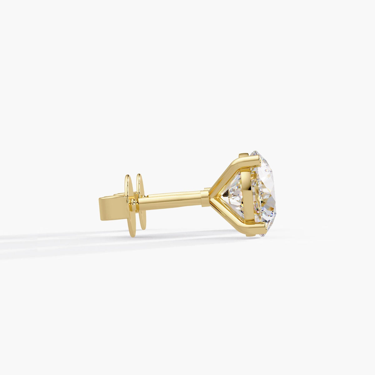 14K Yellow Gold Lab Grown Diamond Earrings Round / 4.00 Carat Studs / Lab Grown Diamond Stud Pair / Diamond Round Studs / Lab Diamond 2 Carat Stud / Diamond Studs 3ctw / Solitaire Earrings / Diamond Studs Sit Flat