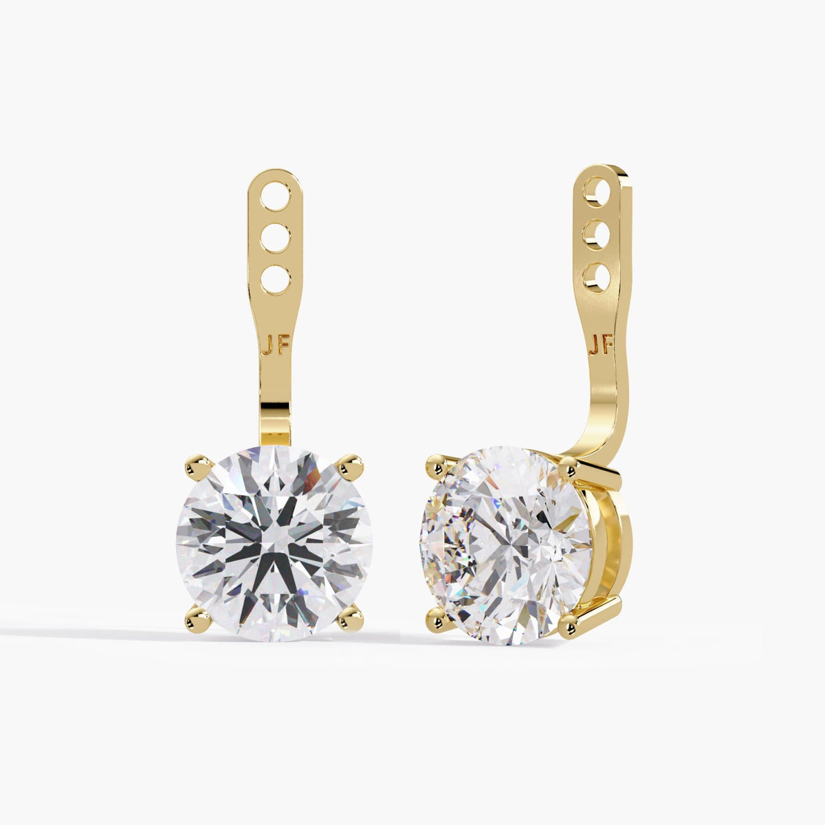 Transform your favorite stud earrings into diamond drop earrings with these adjustable 14K gold earring jackets, each featuring a round lab-grown diamond.