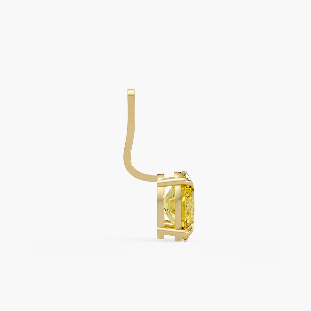 Yellow gold earring jacket / curved attachment bar / oval yellow diamond / open claw basket