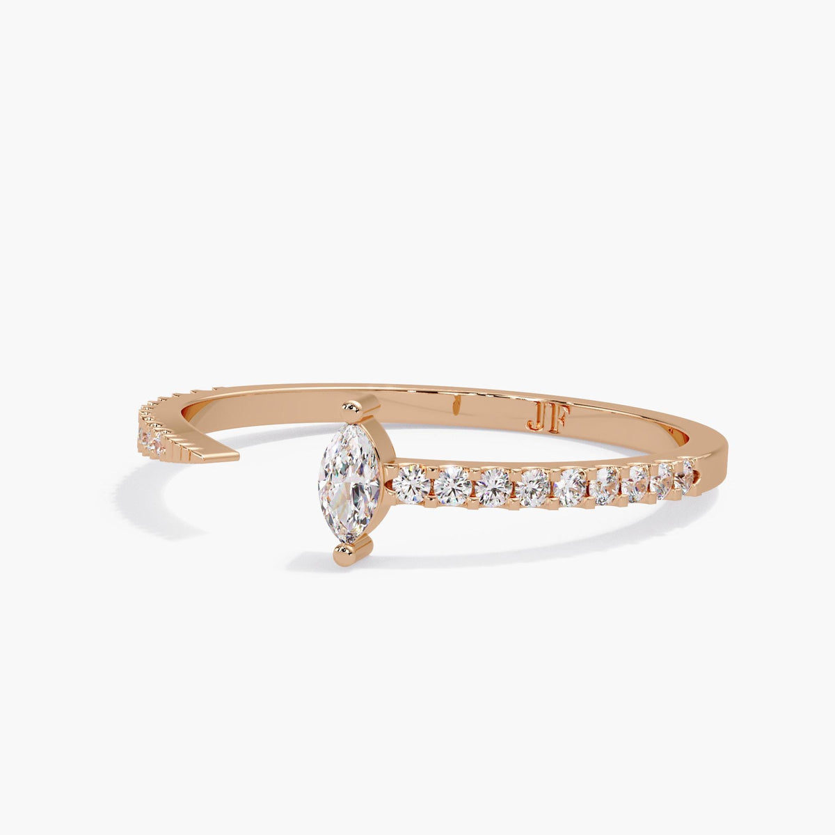 14K rose gold adjustable cuff ring with 0.16 ctw of lab diamonds