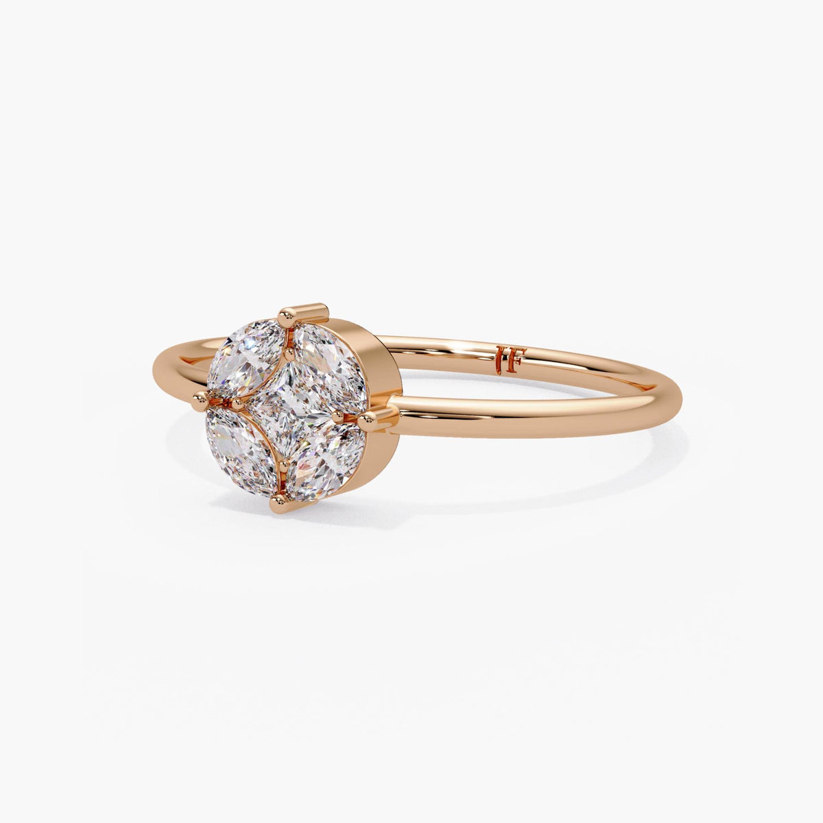 14K Gold Lab Grown Diamond Cluster Ring, 0.30CTW Princess Cut Engagement Ring, Geometric Diamond Promise Ring