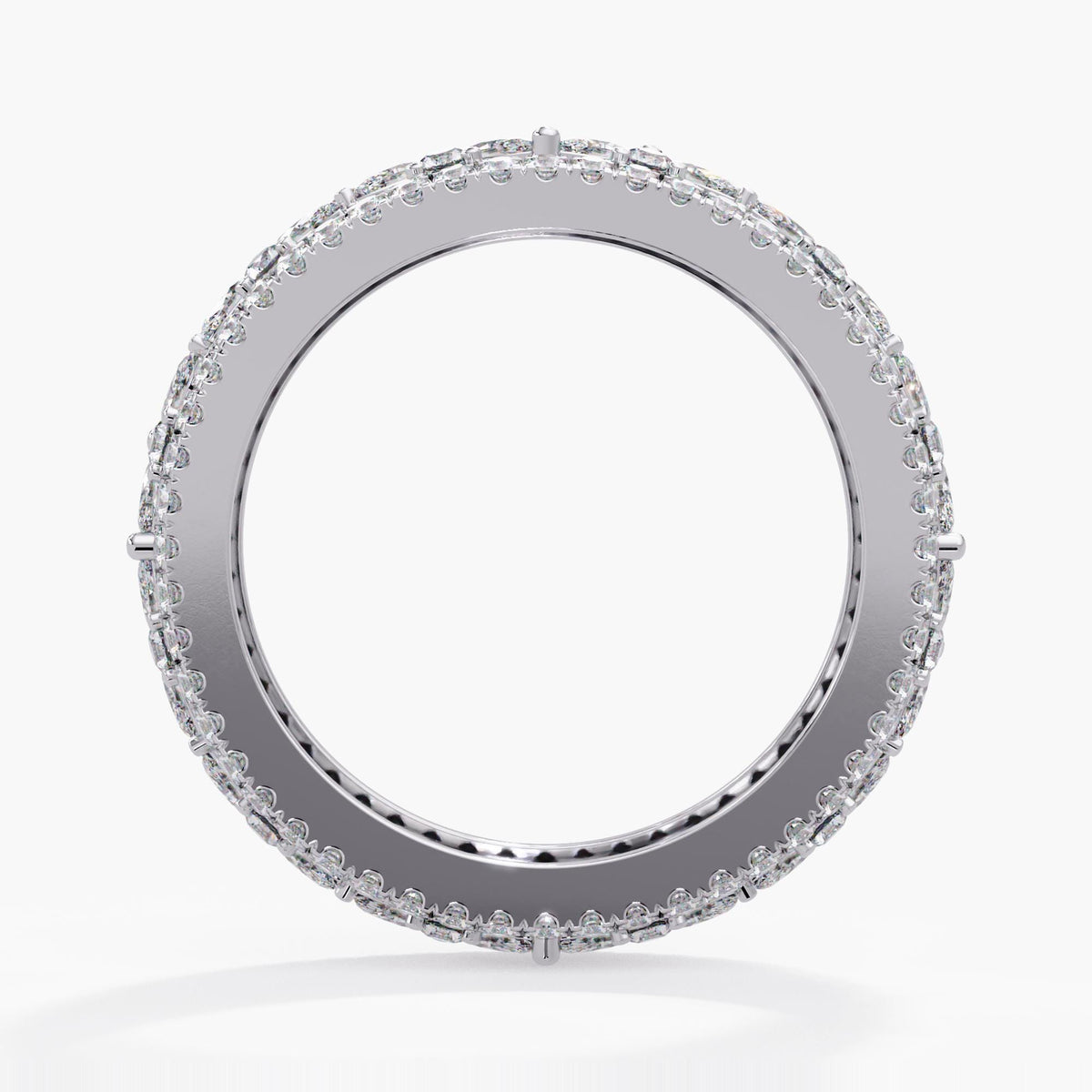 Marquise Diamond Band, Triple Row Diamond Ring, 14K Gold Wide Eternity Diamond Anniversary Band