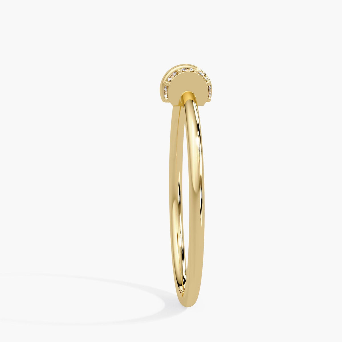 14K yellow gold double bar pavé diamond ring with two rows of 1.2 mm pavé diamonds