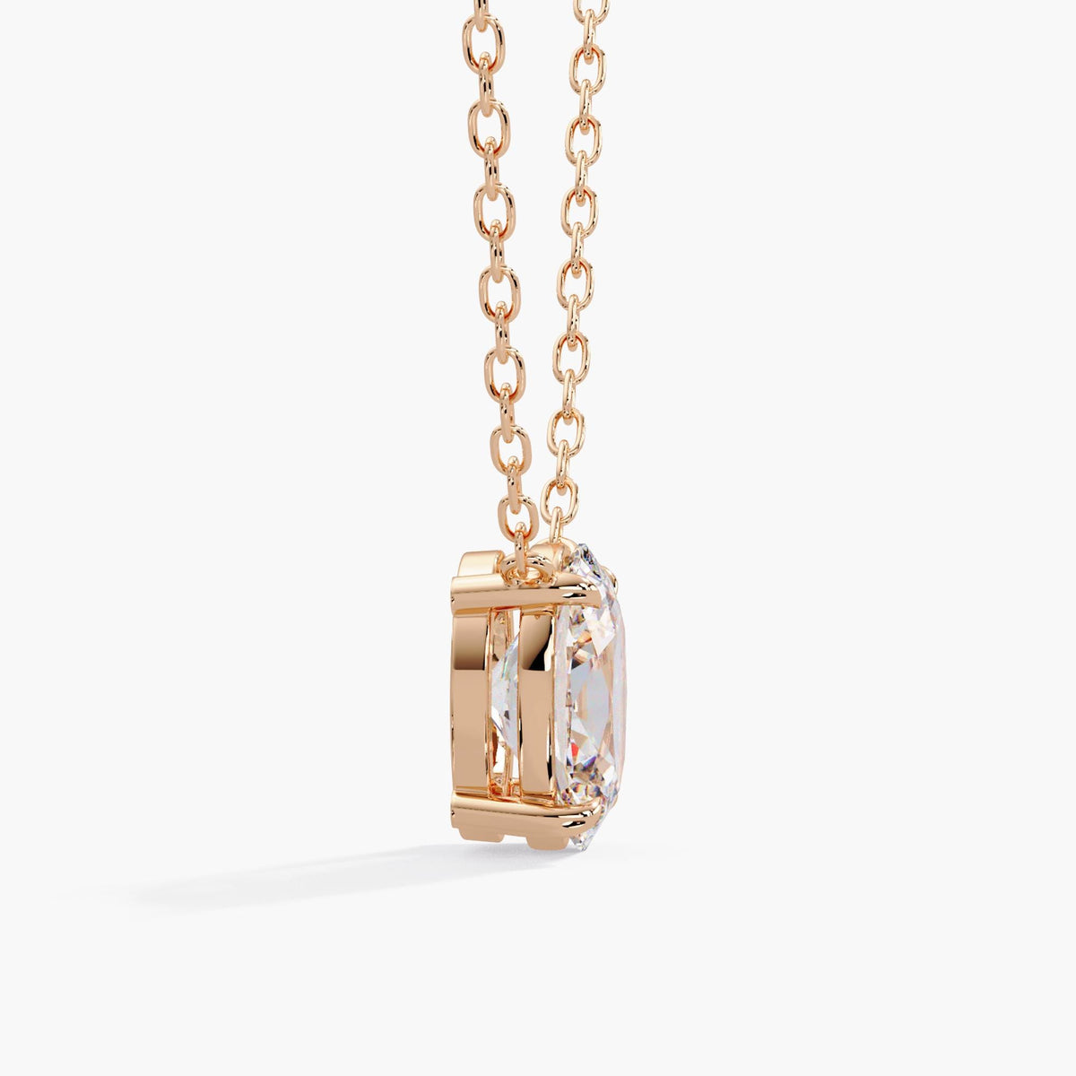 1-4 CT Oval lab-grown diamond solitaire necklace in 14K rose gold with IGI certificate