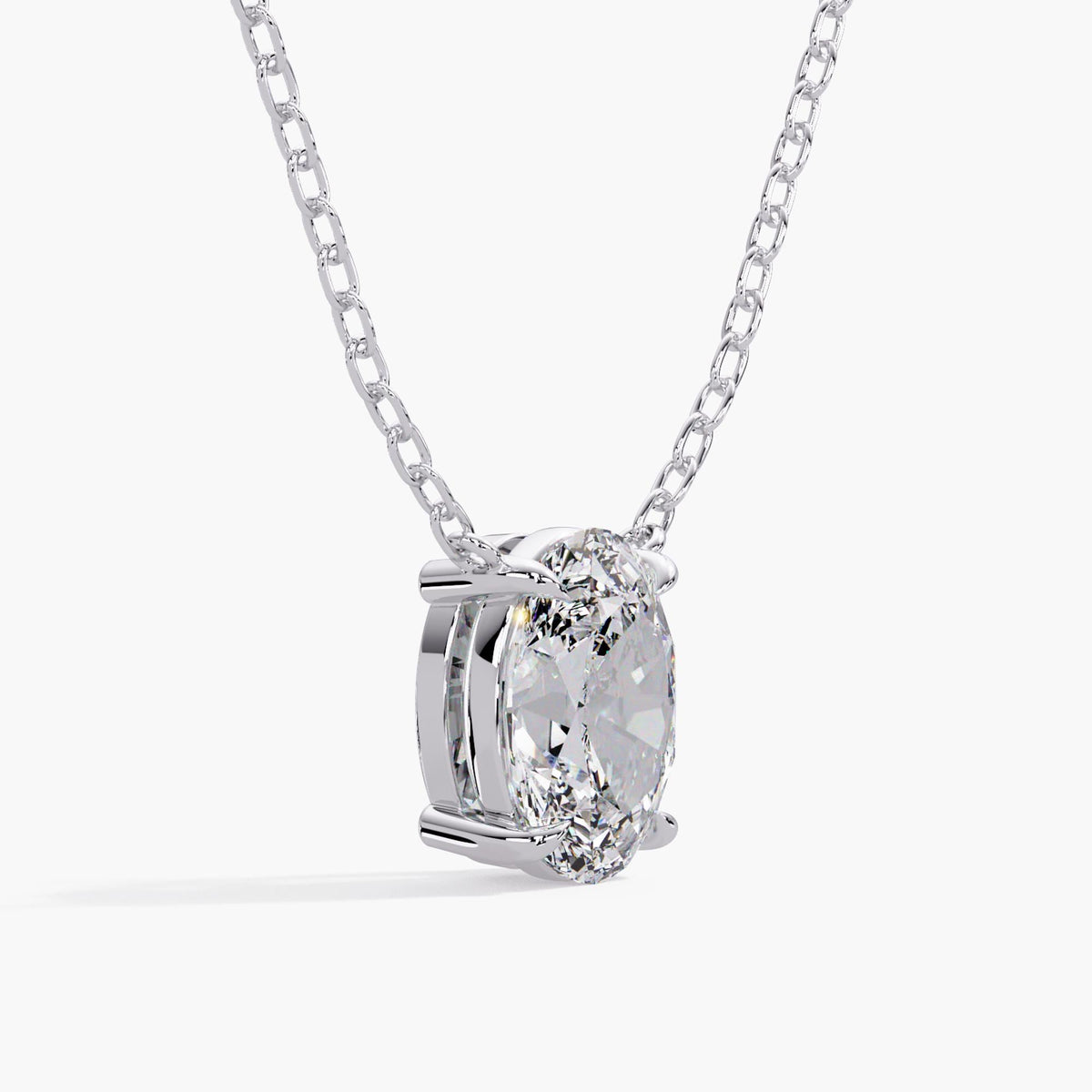 oval lab-created diamond necklace in 14K white gold with IGI certified Diamond