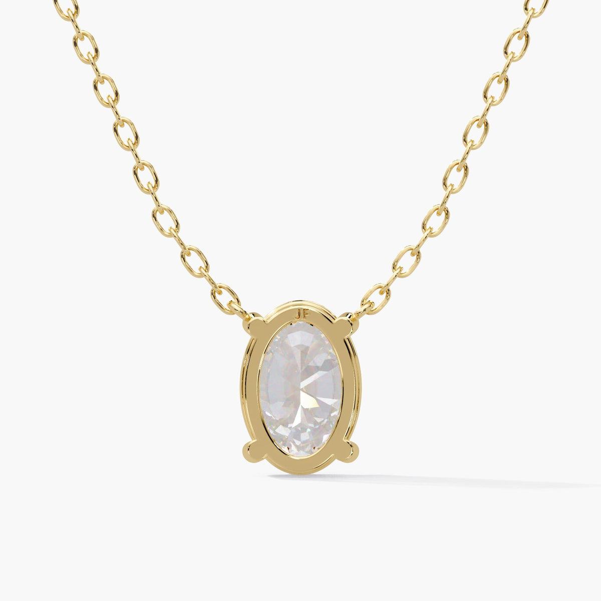14K Gold Oval Lab Grown Diamond Pendant Necklace, IGI Certified D VVS, 1CT 2CT 3CT 4CT Oval Diamond Solitaire Necklace