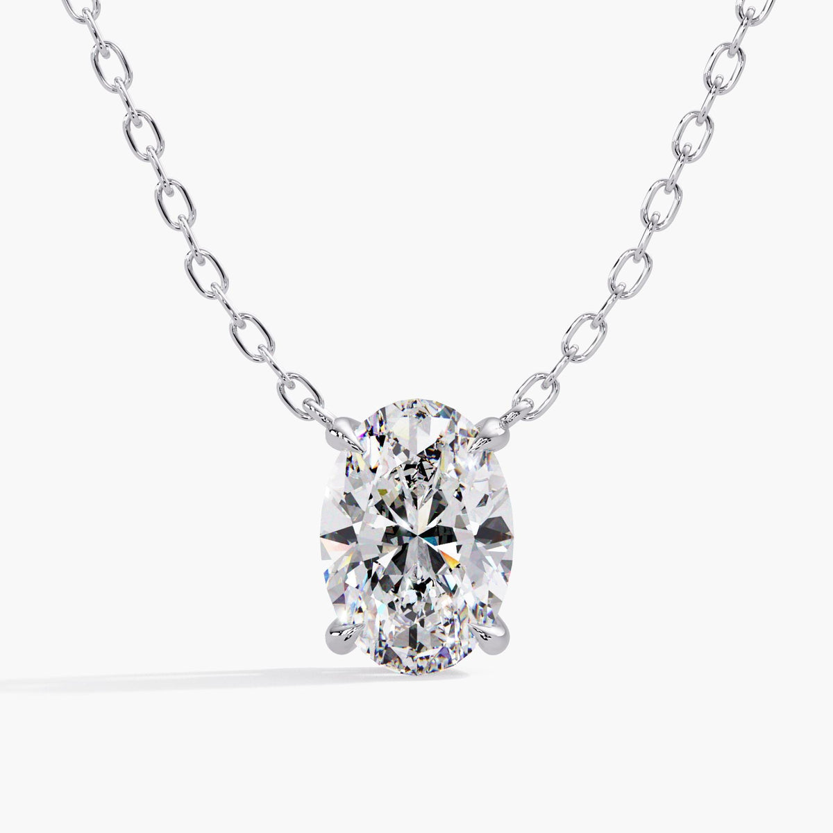 oval lab-created diamond necklace in 14K white gold with IGI certified Diamond