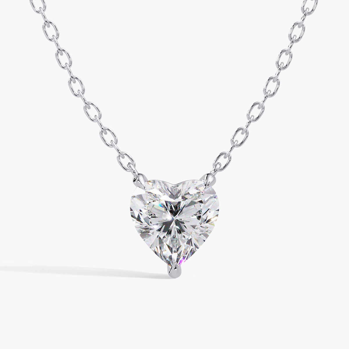 14K Gold Diamond Necklace Women / Lab Grown Diamond Pendant / Heart Diamond Solitaire Necklace / Diamond Pendant 1 CT