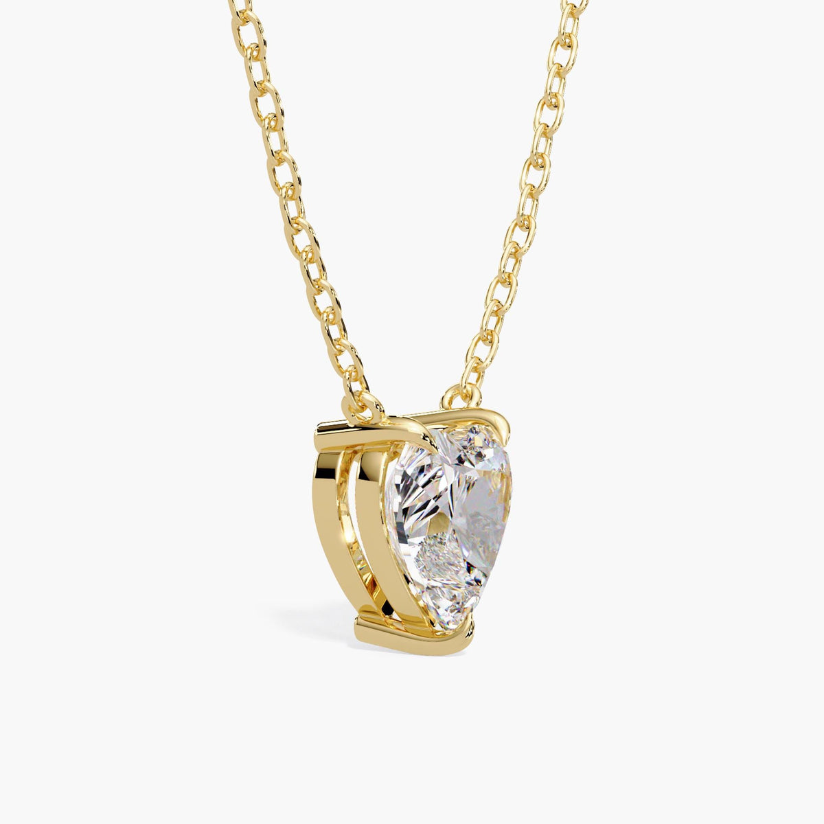 Heart Solitaire Diamond Necklace / Heart Diamond Pendant / 14K Gold Heart Diamond Necklace / Lab Diamond Heart Pendant