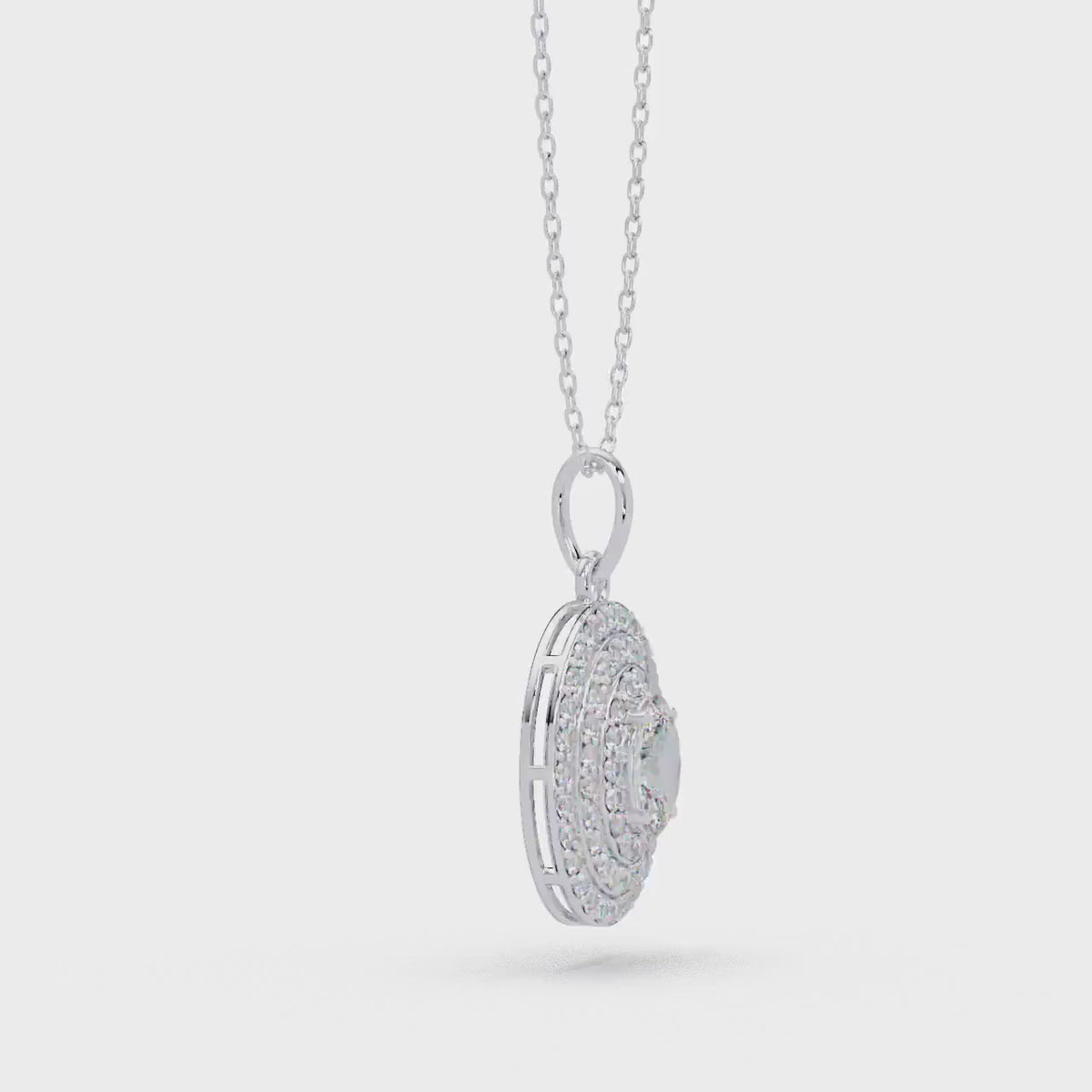 14K Gold Oval Lab Grown Diamond Halo Pendant Necklace, 0.40 CTW, 18 Inch