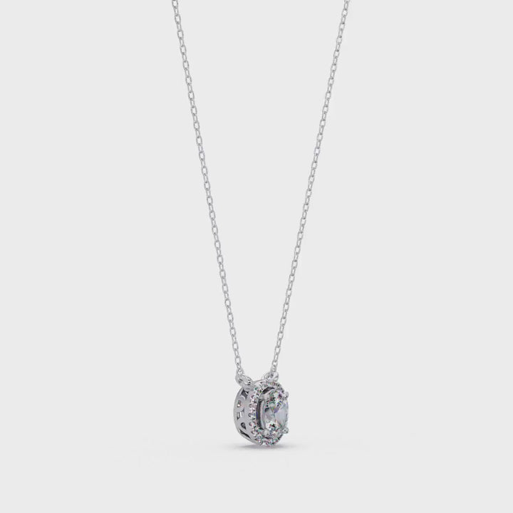 14Kt Gold 0.50 Ctw Diamond Oval Pendant, Lab Grown Diamond Solitaire Necklace, Attached Diamond Necklace