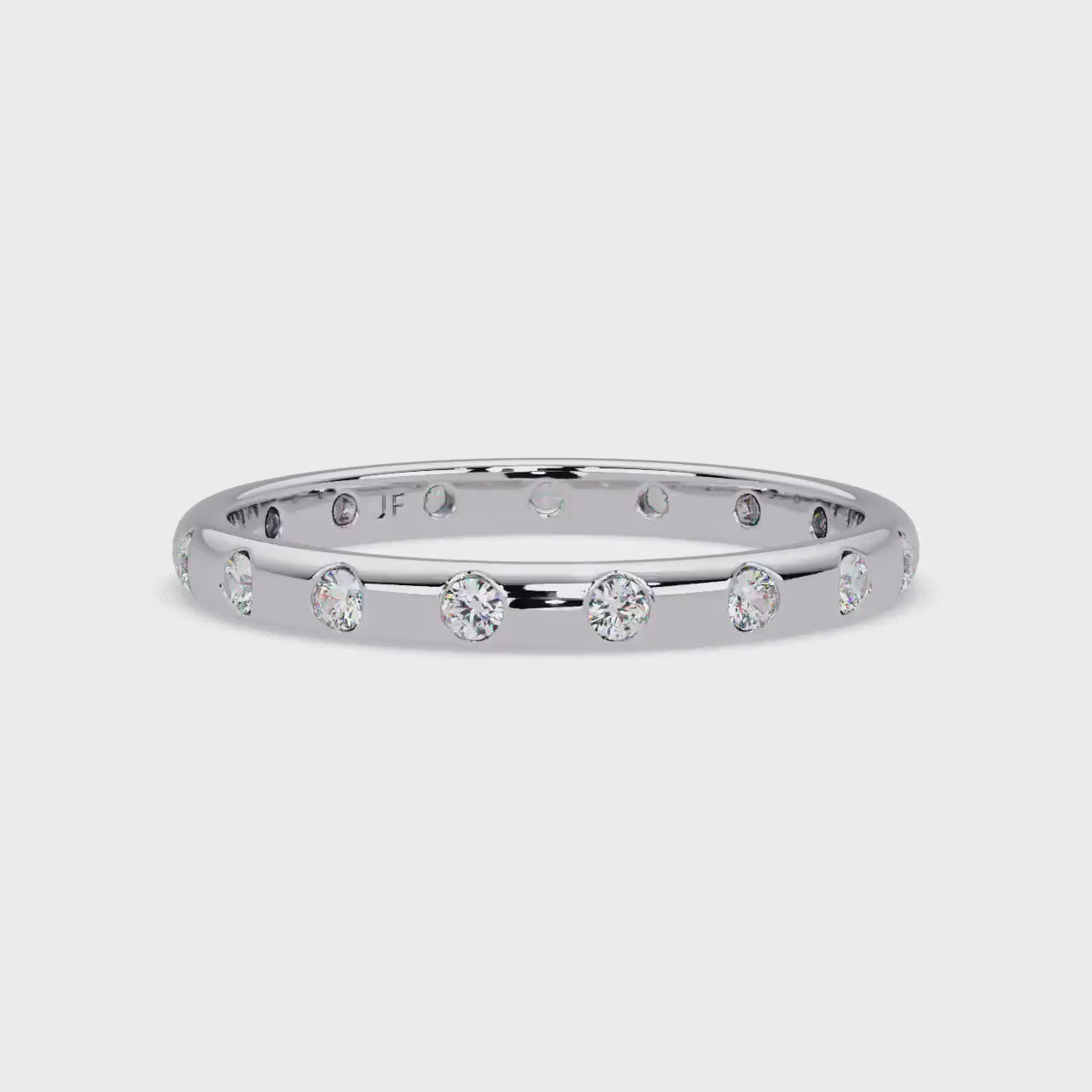 Flush Diamond Wedding Band 14K Gold, 2mm Lab Grown Diamond Ring