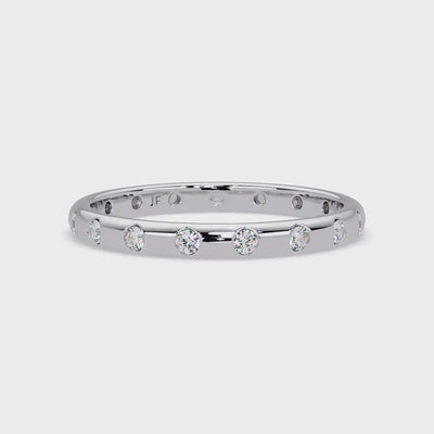Flush Diamond Wedding Band 14K Gold, 2mm Lab Grown Diamond Ring