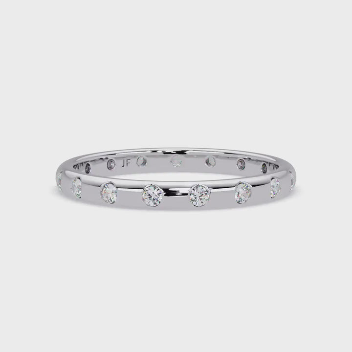 Flush Diamond Wedding Band 14K Gold, 2mm Lab Grown Diamond Ring