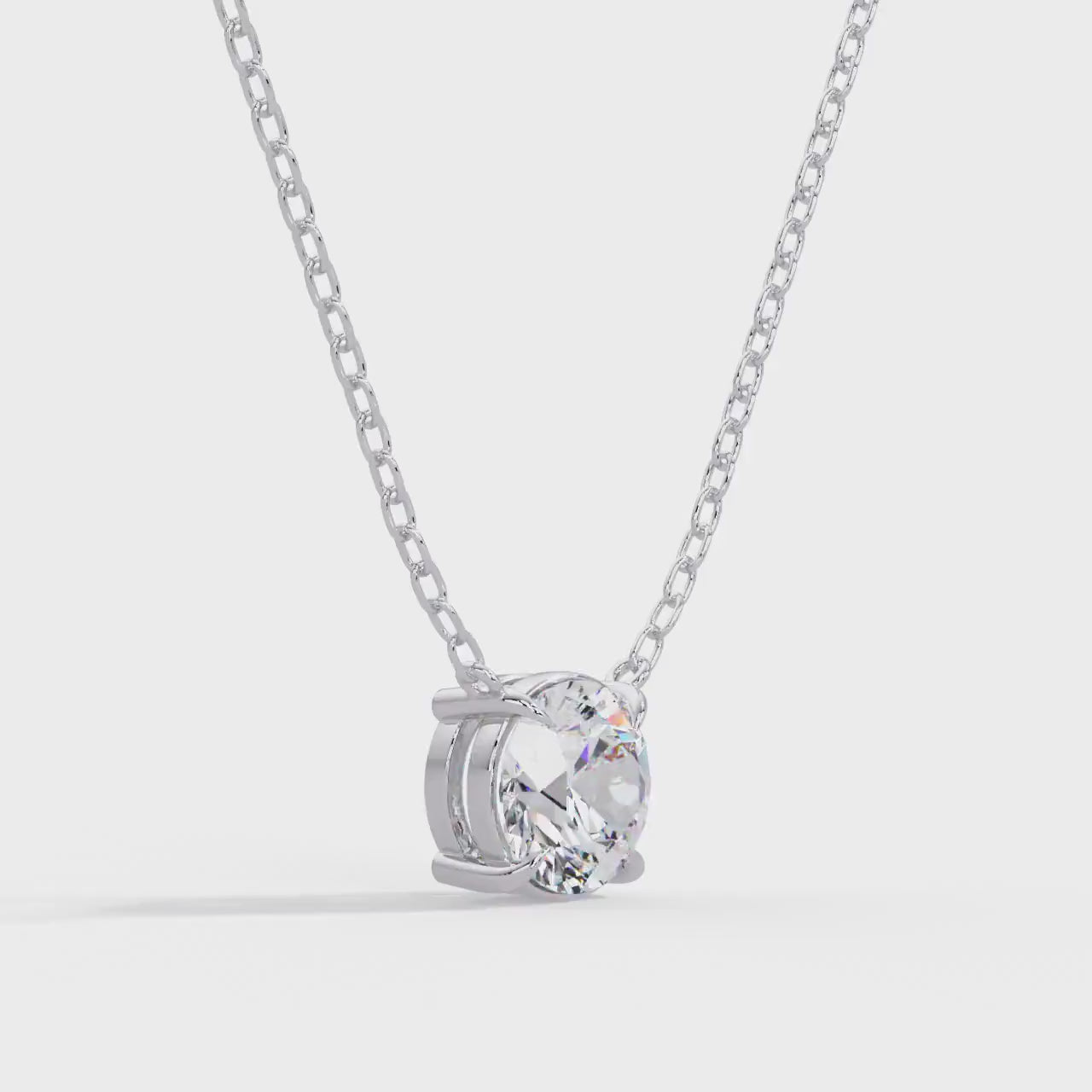 14K Gold Round Lab Grown Diamond Pendant Necklace, IGI Certified D VVS, 1CT 2CT 3CT 4CT Diamond Solitaire Necklace