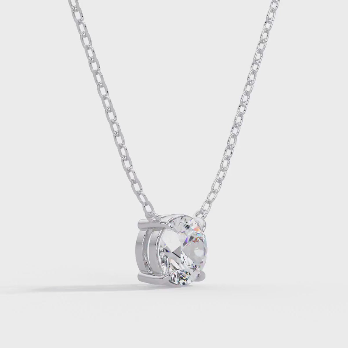 14K Gold Round Lab Grown Diamond Pendant Necklace, IGI Certified D VVS, 1CT 2CT 3CT 4CT Diamond Solitaire Necklace