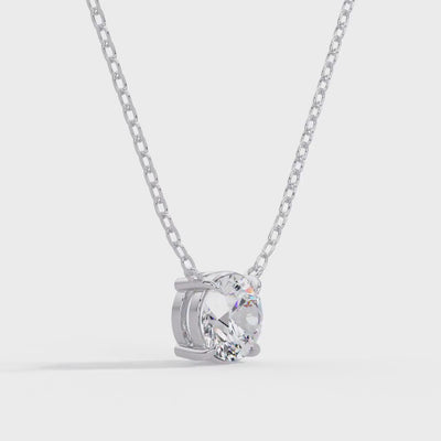 14K Gold Round Lab Grown Diamond Pendant Necklace, IGI Certified D VVS, 1CT 2CT 3CT 4CT Diamond Solitaire Necklace