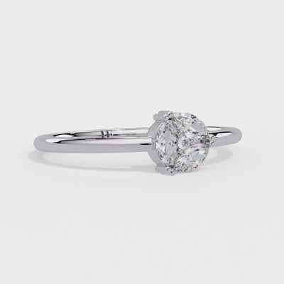 Marquise Diamond Cluster Ring, 14K Gold Lab Grown Circle Shaped Ring, Dainty Stacking Band