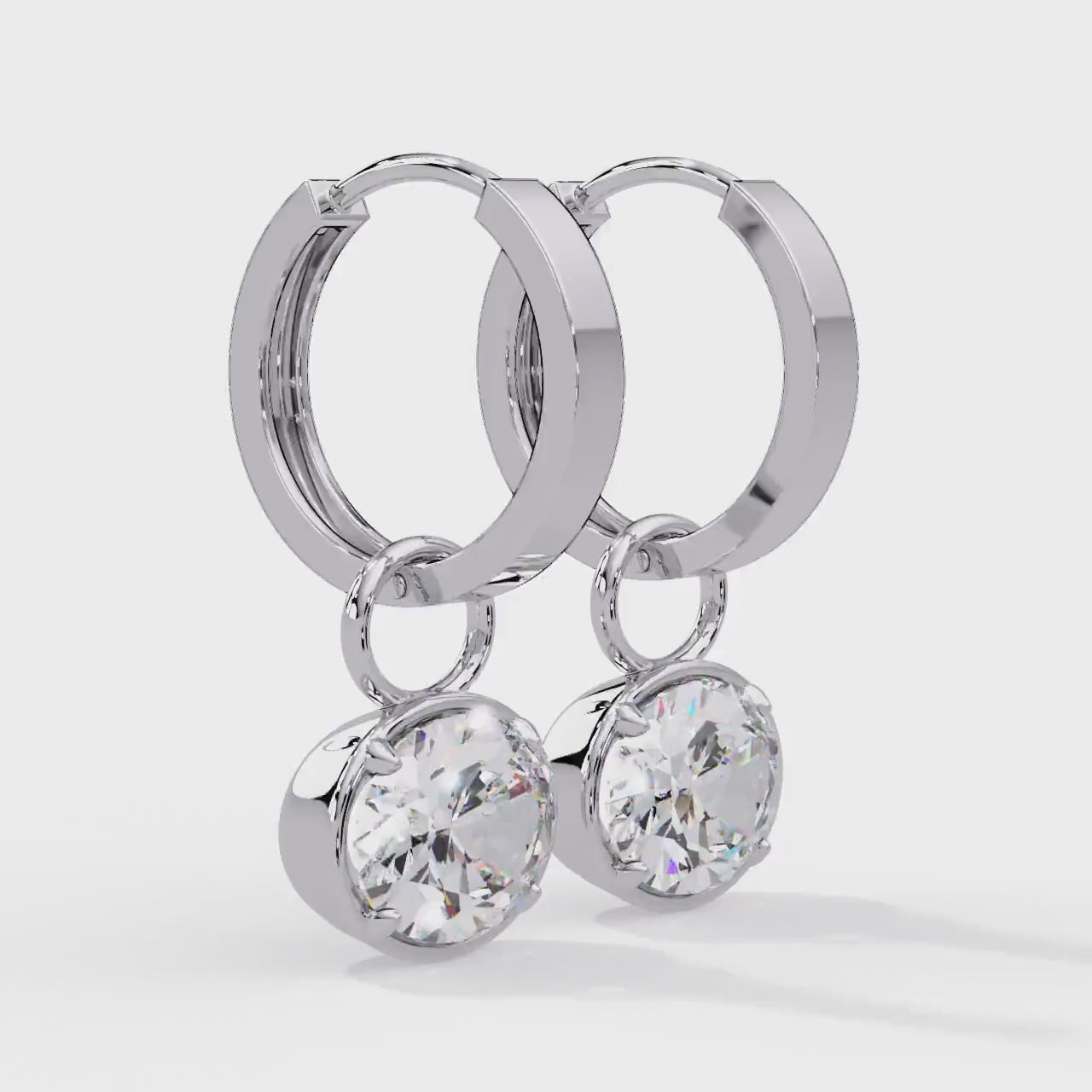 2 CTW Lab Diamond Hoop Charm, 14K Gold Oval Diamond Drop Earrings Charm, IGI Certified