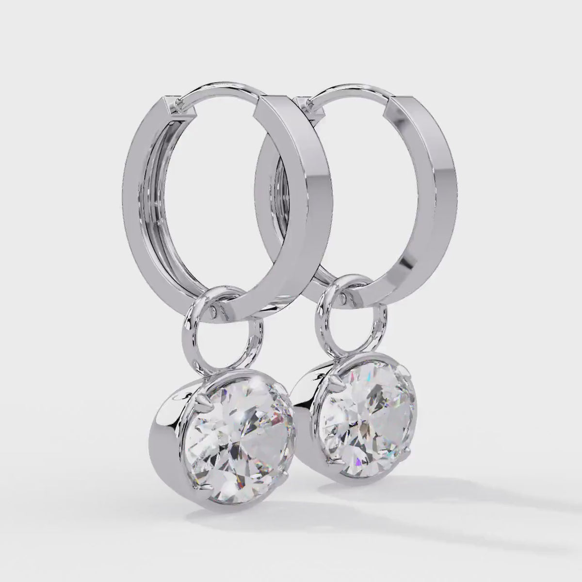 2 CTW Lab Diamond Hoop Charm, 14K Gold Oval Diamond Drop Earrings Charm, IGI Certified