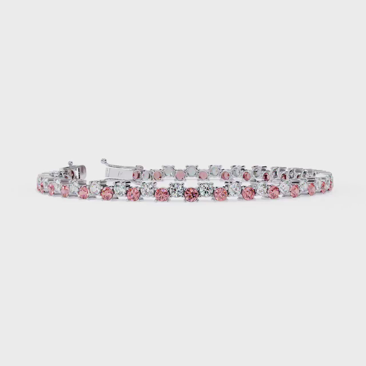 5.50 Ctw Fancy Pink & White Lab Grown Diamond Round Brilliant Cut Tennis Bracelet