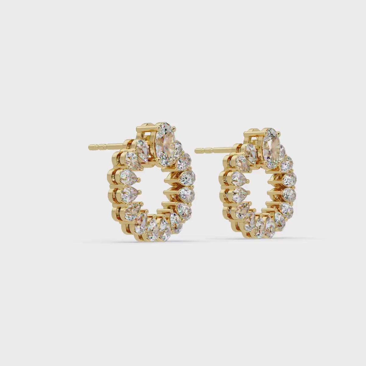 1.9CT Gold Diamond Circle Earrings, 14K Solid Gold or Sterling Silver Hoop Studs, Lab Grown Diamond Loop Earrings