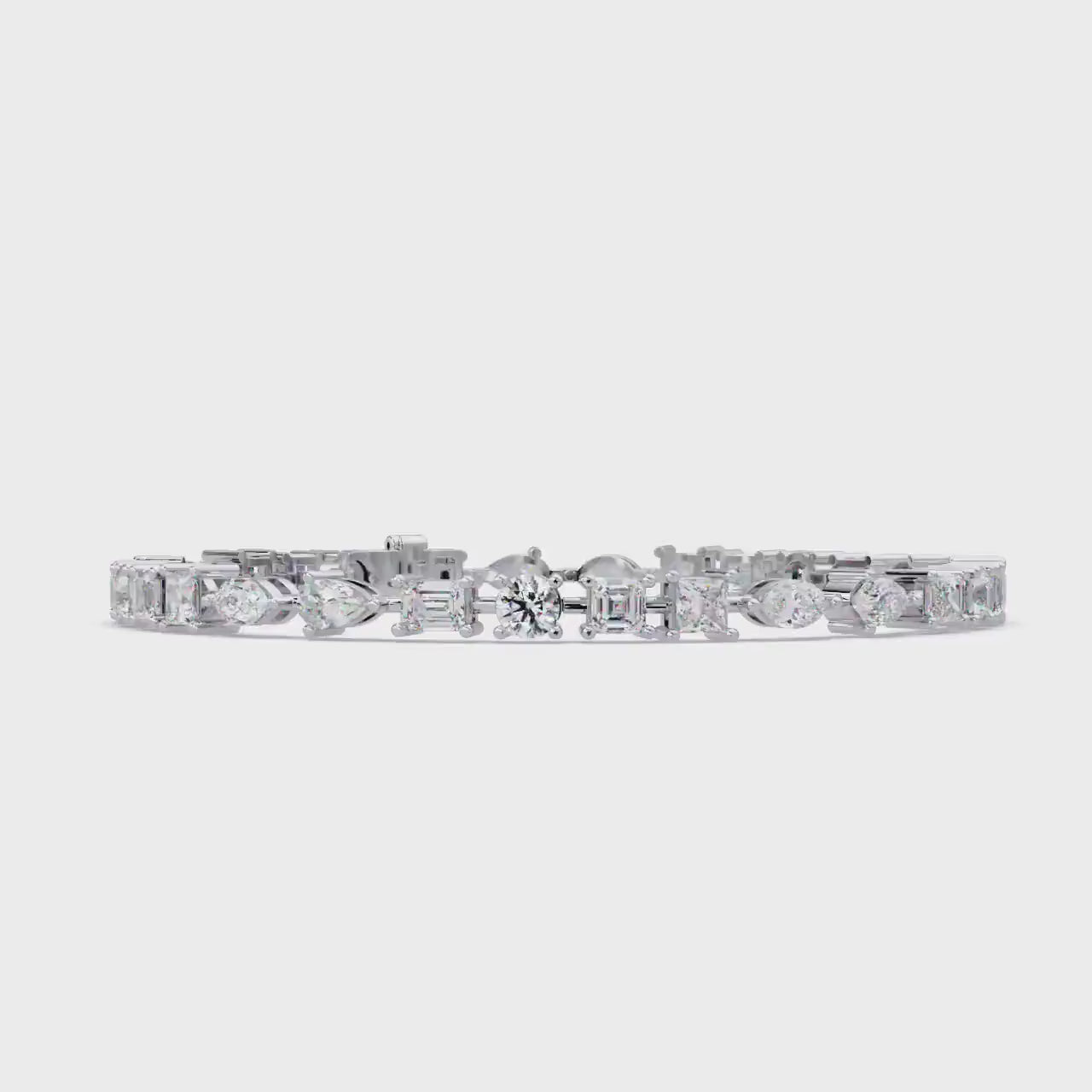 Multi Shape Lab Grown Diamond Tennis Bracelet, 14K Gold Stackable Diamond Wedding Bracelet