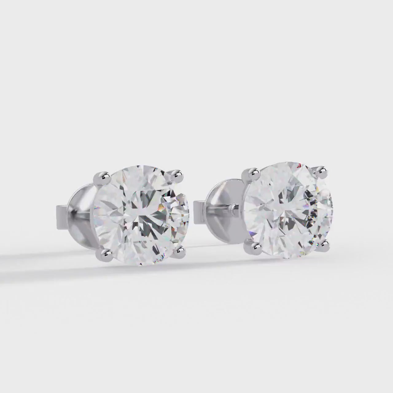 1-4CTW Round Cut Lab Grown Diamond Stud Earrings: 4 Prong Set, Push Back, IGI Certified