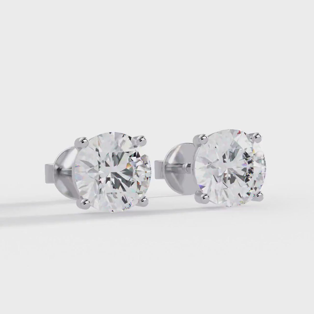 1-4CTW Round Cut Lab Grown Diamond Stud Earrings: 4 Prong Set, Push Back, IGI Certified