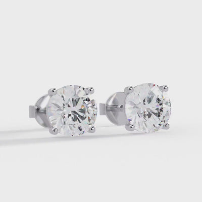 1-4CTW Round Cut Lab Grown Diamond Stud Earrings: 4 Prong Set, Push Back, IGI Certified