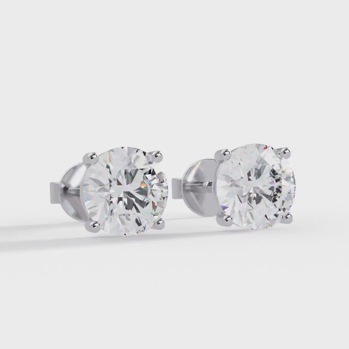 1-4CTW Round Cut Lab Grown Diamond Stud Earrings: 4 Prong Set, Push Back, IGI Certified