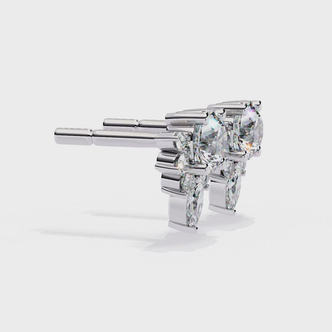 Lab Grown Diamond Snowflake Stud Earrings | 14K Gold