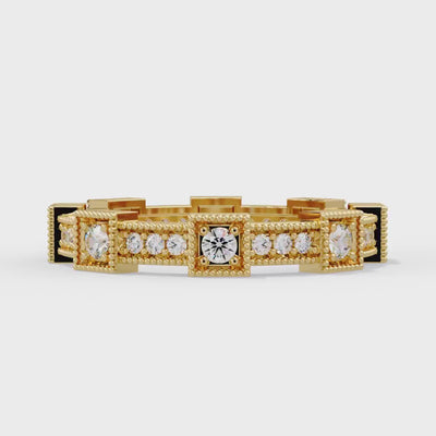 14K Gold 0.47 CTW Lab Grown Diamond Eternity Band, Milgrain Wedding Band, Stackable Anniversary Ring