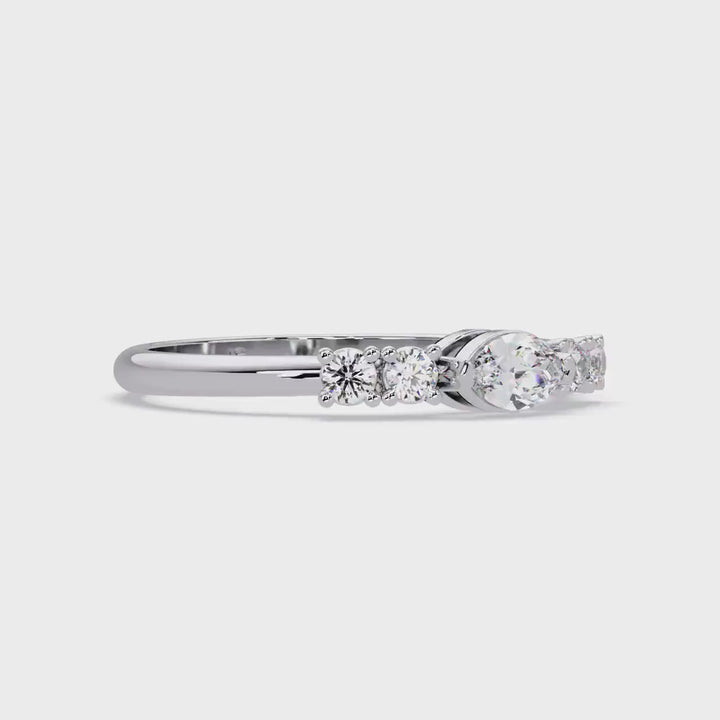 14K Gold Marquise Diamond Ring, Marquise and Round Lab Diamond Band, Stacking Ring for Her