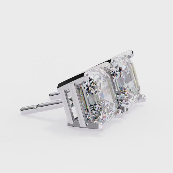 Asscher Cut Lab Grown Diamond 14K Gold Stud Earrings Diamond Solitaire Studs Gift for Her Minimalist Studs Dainty Bridal Earrings