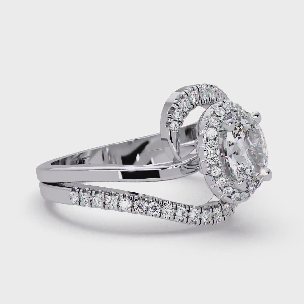 1.25 CTW Lab Grown Oval Diamond Ring, 14K Gold Engagement Ring, Pave Bypass Setting