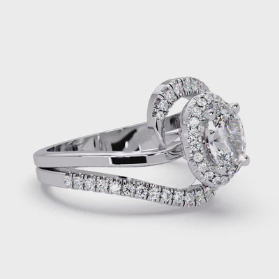 1.25 CTW Lab Grown Oval Diamond Ring, 14K Gold Engagement Ring, Pave Bypass Setting