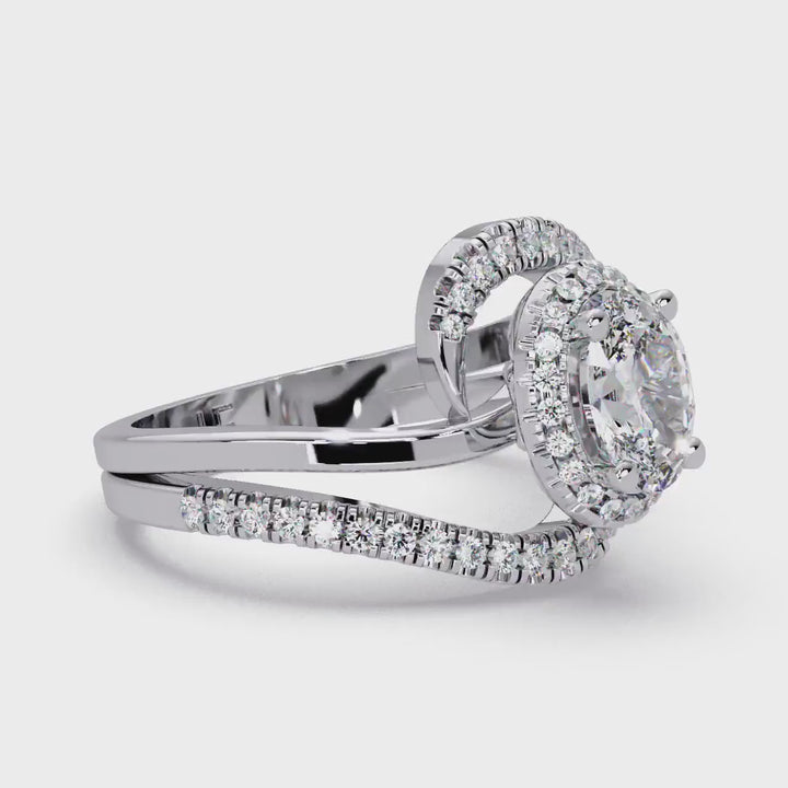 1.25 CTW Lab Grown Oval Diamond Ring, 14K Gold Engagement Ring, Pave Bypass Setting