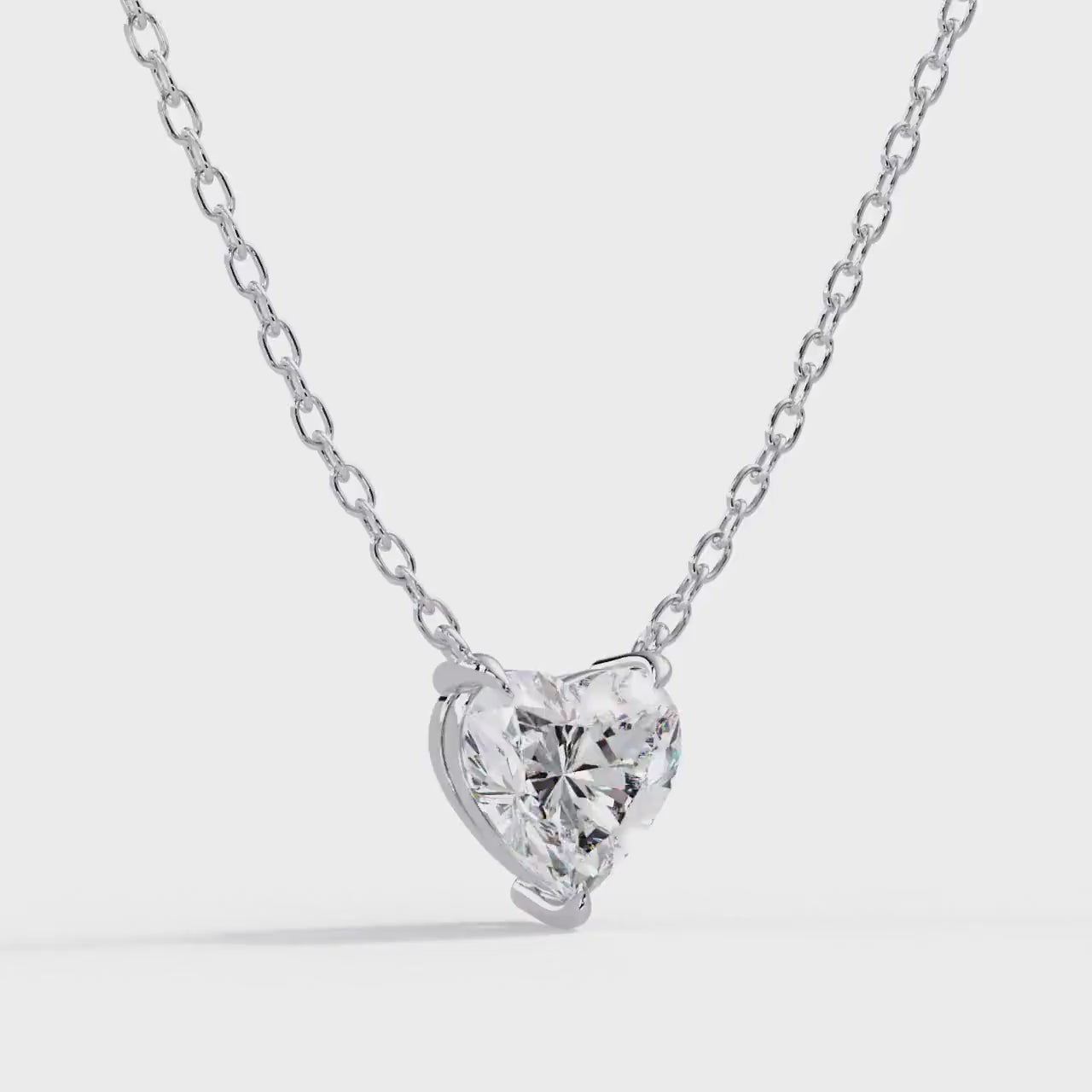 1-4CT Heart Solitaire Lab Grown Diamond Pendant: 14k Gold Necklace