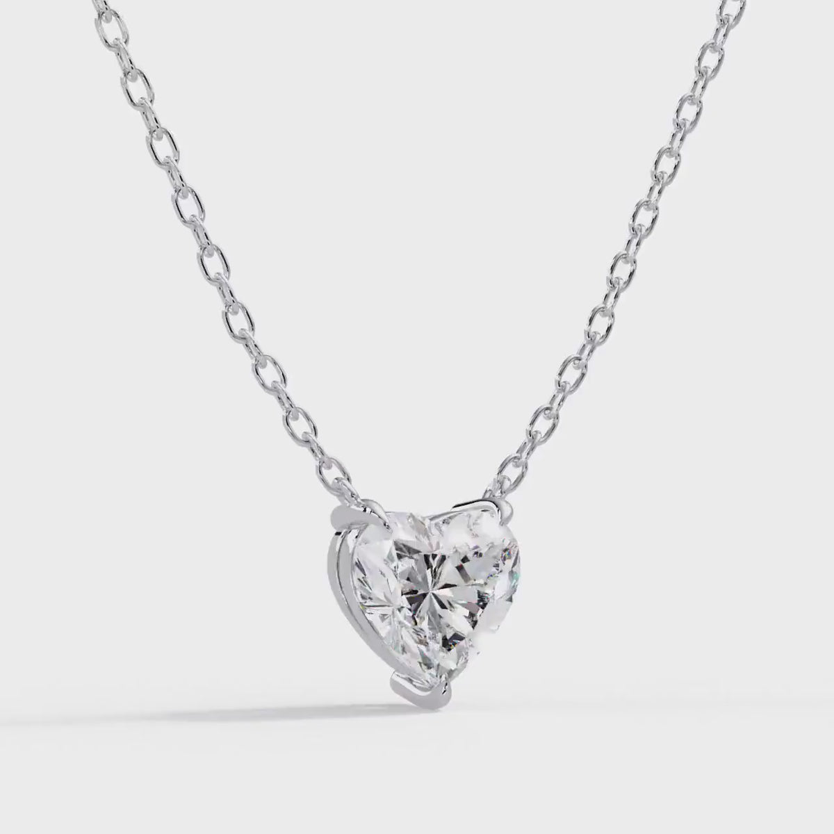 1-4CT Heart Solitaire Lab Grown Diamond Pendant: 14k Gold Necklace