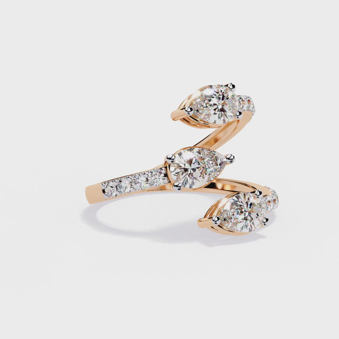 Open Twist Design Ring | Lab Grown Diamonds | 14K Gold